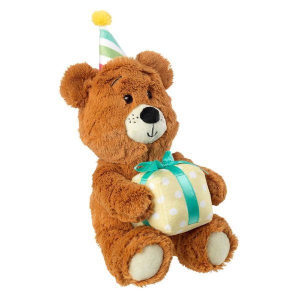 house of paws plush birthday bear with gift dog toy